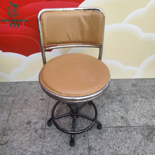 Ghế Bar Cũ Mặt Tròn Bọc Nệm Màu Nâu