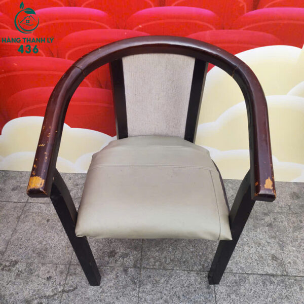 Ghế Cafe Cũ Khung Gỗ Tay Cong Bọc Đệm