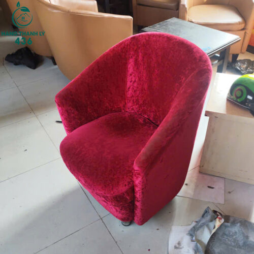 Ghế Sofa Đơn Cũ Bo Cong Bọc Nhung Hồng
