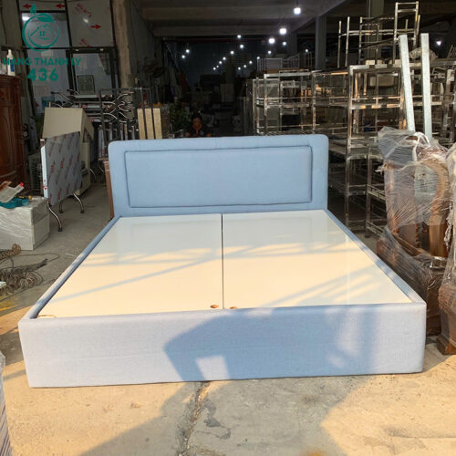 Giường Ngủ Bọc Nệm Cũ 1M8X2M Màu Xanh Nhạt Sang Nhẹ