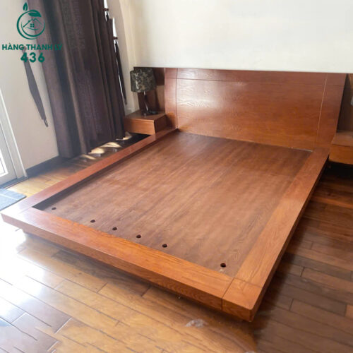 Giường Ngủ Kiểu Nhật Cũ Vân Gỗ Màu Nâu