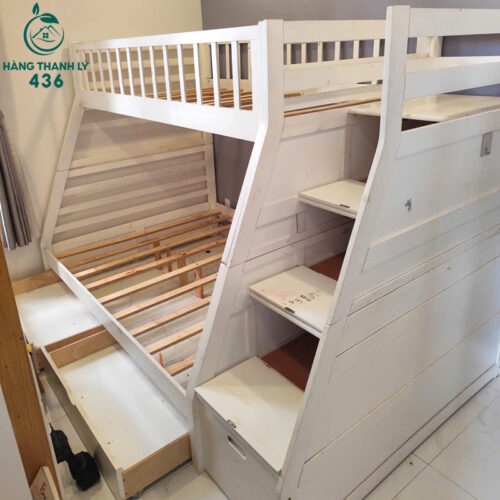 Giường Tầng Màu Trắng Cũ Có Cầu Thang Tiện Lợi 3 giuong tang mau trang cu co cau thang tien loi 2