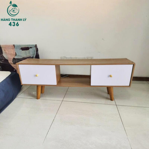 ke tivi go cu 1m2x25cmx45cm phoi mau trang xinh xan 2