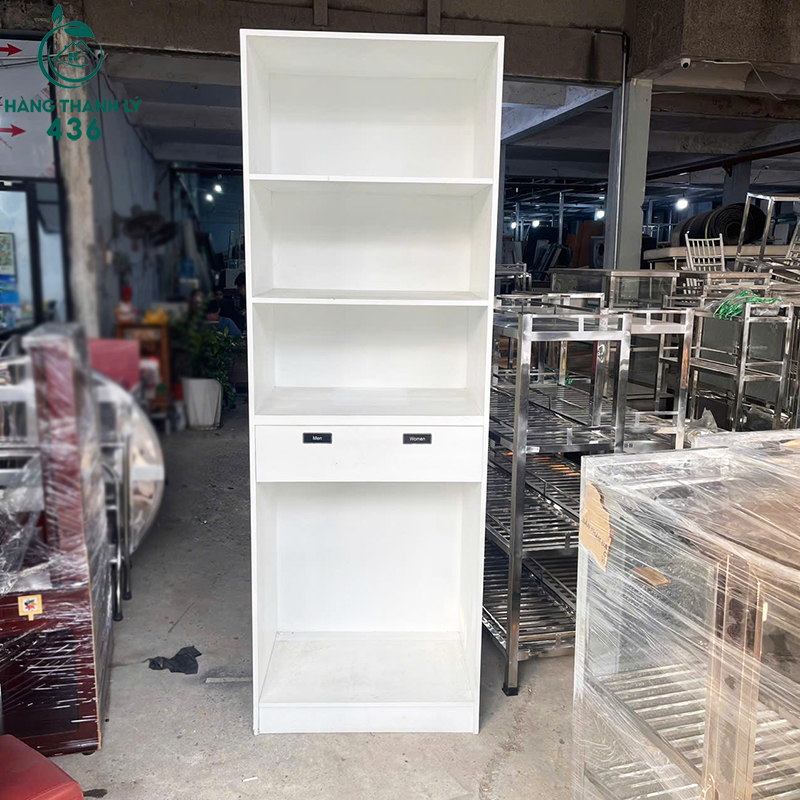 Kệ Trưng Bày Cũ 80CMX2M35X55CM Màu Trắng Kèm Ngăn Kéo ke-trung-bay-cu-80cmx2m35x55cm-mau-trang-kem-ngan-keo-2 Kệ Trưng Bày Cũ 80CMX2M35X55CM Màu Trắng Kèm Ngăn Kéo
