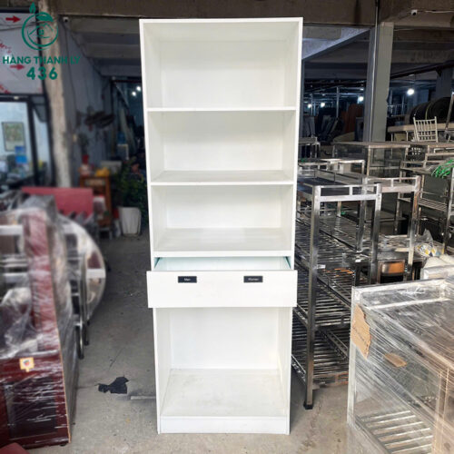 Kệ Trưng Bày Cũ 80CMX2M35X55CM Màu Trắng Kèm Ngăn Kéo 4 ke trung bay cu 80cmx2m35x55cm mau trang kem ngan keo 3
