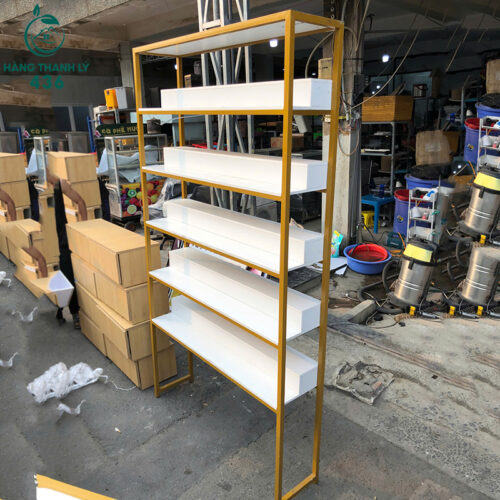 Kệ Trưng Bày Cửa Hàng Cũ 1M2X30CMX2M Màu Vàng Trắng 3 ke trung bay cua hang cu 1m2x30cmx2m mau vang trang 1