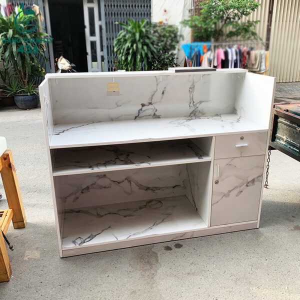 Quầy Lễ Tân Cũ 1M2X1M1 Vân Đá Trắng Sang Trọng