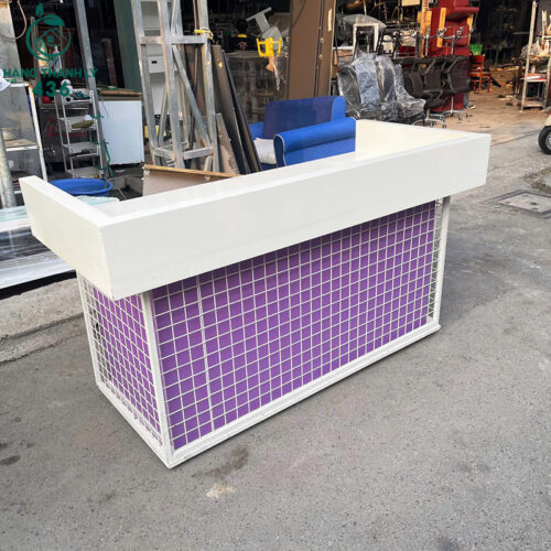 Quầy Thu Ngân Cũ 1M6X70CMX90CM Thiết Kế Phối Màu Trắng Tím 5 Quầy Thu Ngân Cũ 1M6X70CMX90CM Thiết Kế Phối Màu Trắng Tím