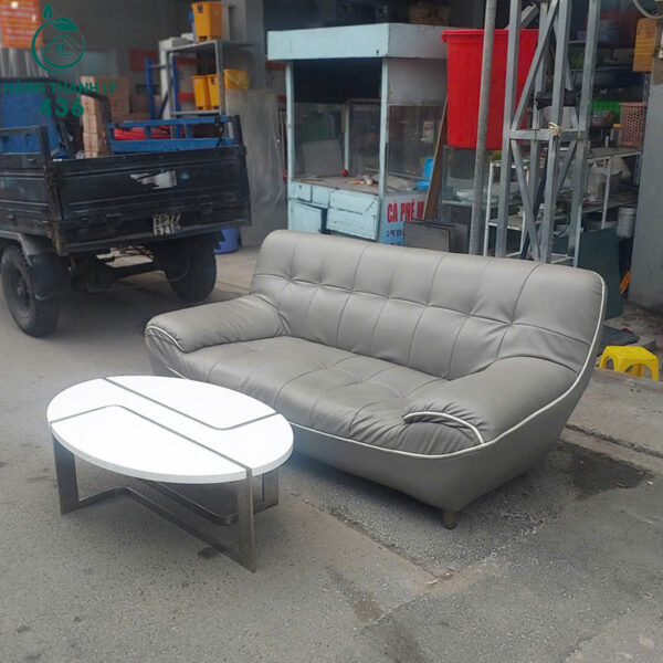 sofa cu 1m9x80cm boc da mau xam thiet ke hien dai 1