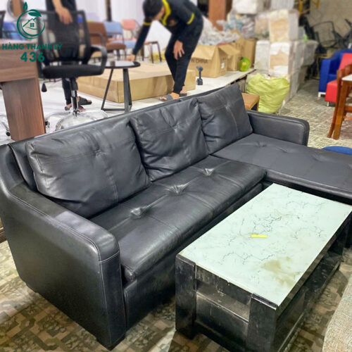 Sofa Da Góc Chữ L Cũ 2M4X1M6 Kèm Bàn Kính 4 sofa da goc chu l cu 2m4x1m6 kem ban kinh 1 1