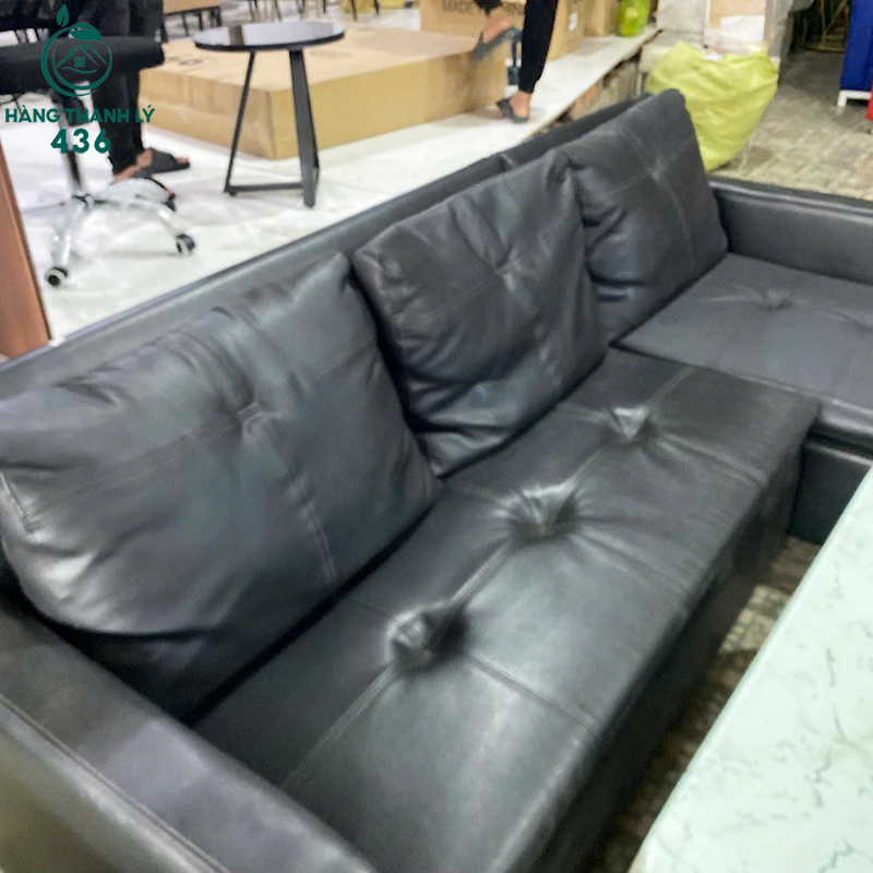 Sofa Da Góc Chữ L Cũ 2M4X1M6 Kèm Bàn Kính 6 sofa da goc chu l cu 2m4x1m6 kem ban kinh 2 1