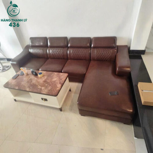 Sofa Da Góc L Cũ 2M95X1M7 Màu Nâu Form Rộng 2 Sofa Da Góc L Cũ 2M95X1M7 Màu Nâu Form Rộng