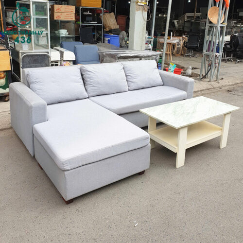 Sofa Góc L Cũ Bọc Vải Xám Nhạt