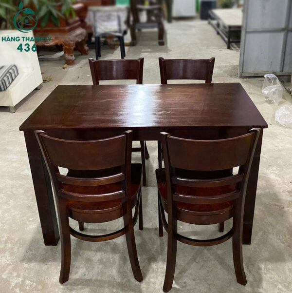 thanh ly bo ban an go 4 ghe mau nau dam moi 99 1