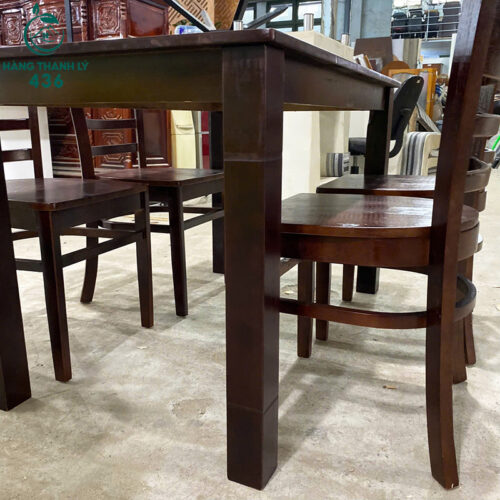 thanh ly bo ban an go 4 ghe mau nau dam moi 99 5