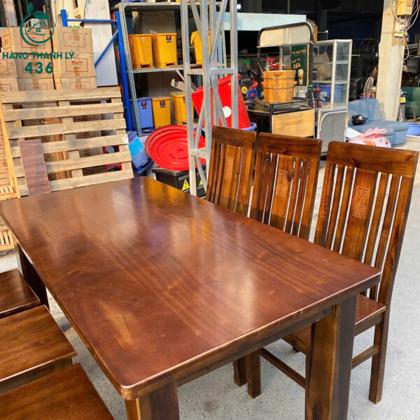 Thanh Lý Bộ Bàn Ăn Màu Nâu Đậm Kèm 6 Ghế Mới 99%
