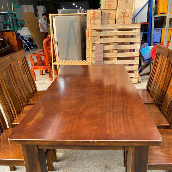 Thanh Lý Bộ Bàn Ăn Màu Nâu Đậm Kèm 6 Ghế Mới 99%