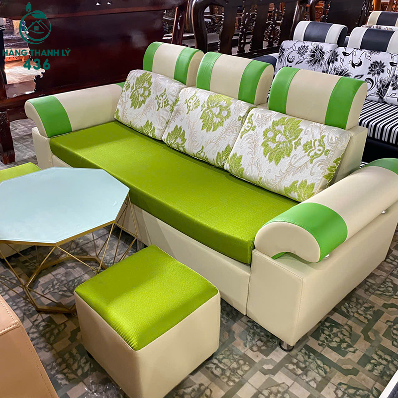Thanh Lý Sofa Băng Đen 1m8 Kèm 2 Đôn Ngồi Mới 99% (Nhiều Màu) 7 thanh ly bo sofa mau xanh dep 1