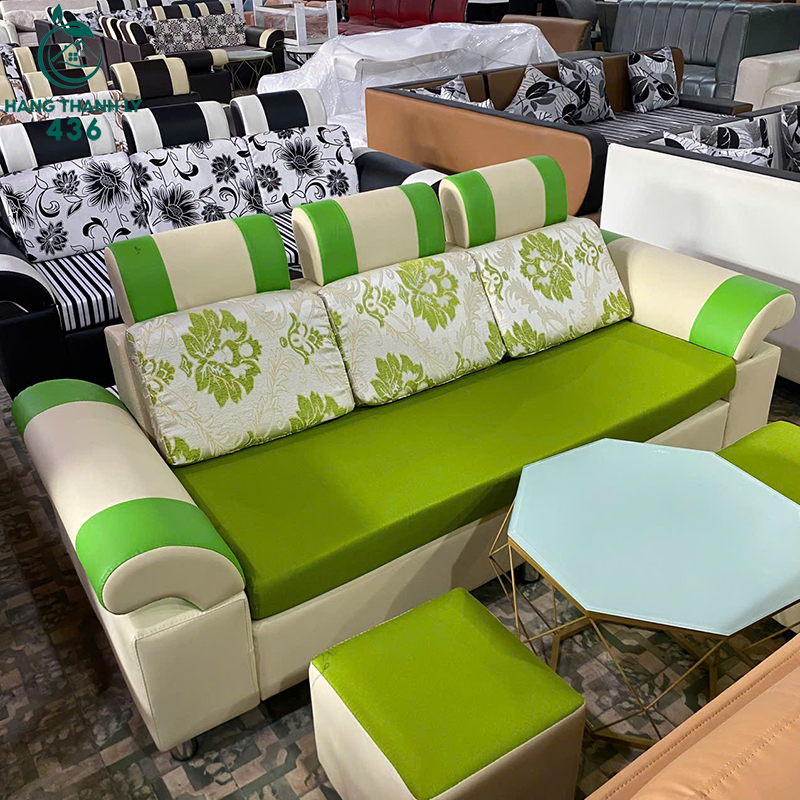 Thanh Lý Sofa Băng Đen 1m8 Kèm 2 Đôn Ngồi Mới 99% (Nhiều Màu) 9 thanh ly bo sofa mau xanh dep 3