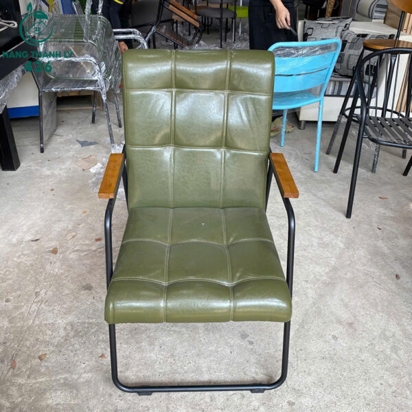 thanh ly ghe cafe boc nem da mau xanh reu moi 99