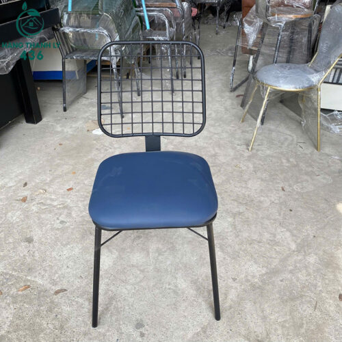 Thanh Lý Ghế Cafe Chân Sắt Nệm Xanh Tựa Lưới Mới 99%