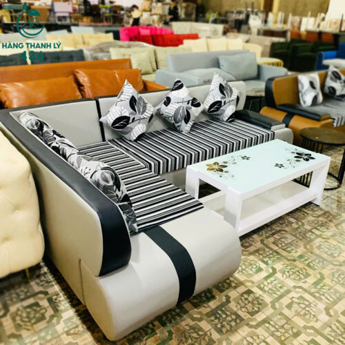 thanh ly sofa goc l boc da phoi mau trang den moi 99 3