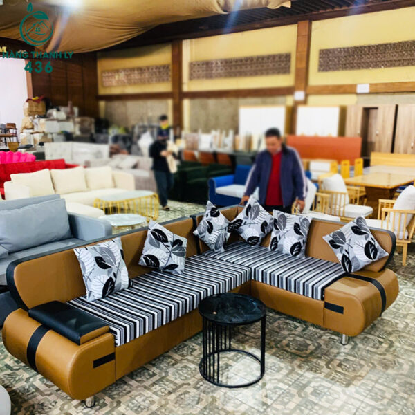 thanh ly sofa goc l phoi da nau den moi 99 2