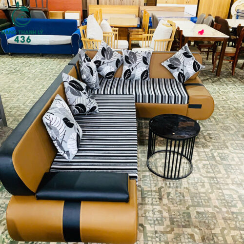 thanh ly sofa goc l phoi da nau den moi 99 3