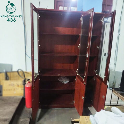 tu ho so cu 1m2x2mx40cm van go nau 3 canh kinh 2