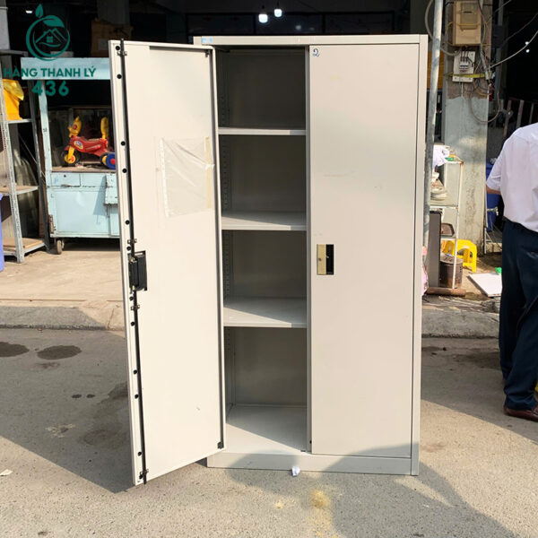 tu ho so sat cu 90cmx1m8x45cm mau xam kem nhieu ngan ke 1