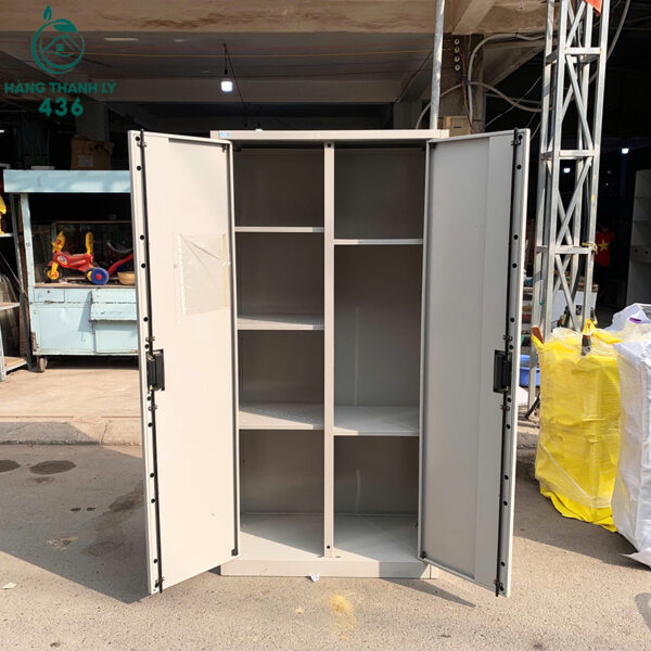 tu ho so sat cu 90cmx1m8x45cm mau xam kem nhieu ngan ke 2