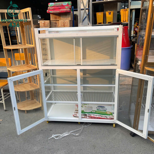 tu-kinh-trung-bay-cu-2-tang-co-banh-xe (2) Tủ Kính Trưng Bày Cũ 2 Tầng Có Bánh Xe