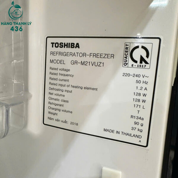 Tủ Lạnh Toshiba Cũ Dung Tích 171L Hàng Thái Lan