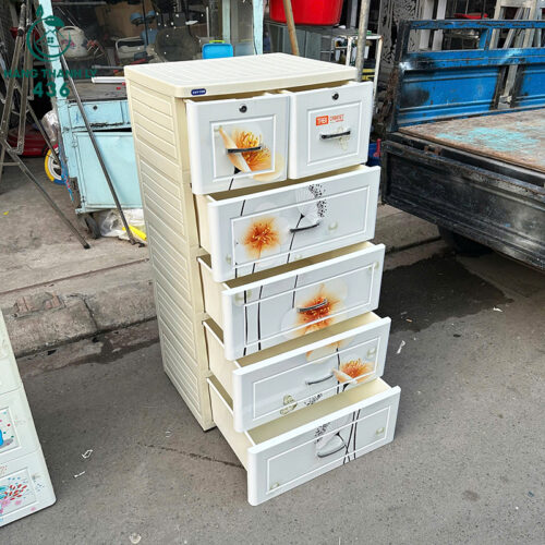 Tủ Nhựa Duy Tân Cũ 6 Ngăn Kéo In Hoa Trang Trí 5 tu nhua duy tan cu 5 ngan keo in hoa trang tri 3