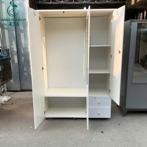Tủ Quần Áo Cũ 1M2X46CMX1M9 3 Cánh Màu Trắng 4 tu quan ao cu 1m2x46cmx1m9 3 canh mau trang 1