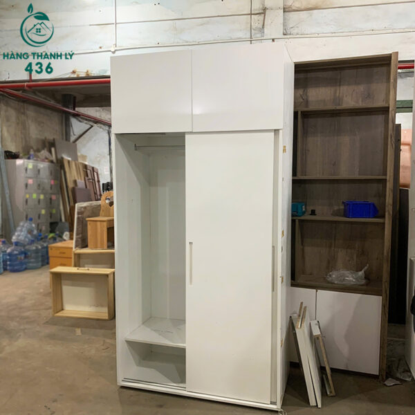 Tủ Quần Áo Cũ 1MX2M2 Cánh Lùa Màu Trắng Có Ngăn Kệ