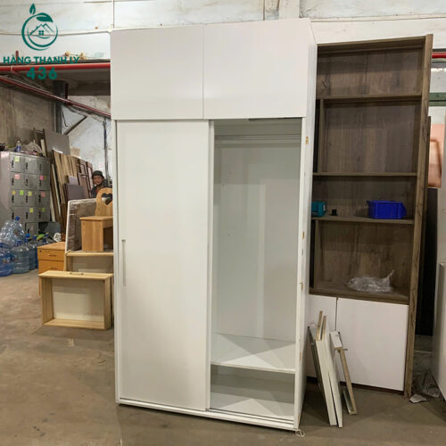 Tủ Quần Áo Cũ 1MX2M2 Cánh Lùa Màu Trắng Có Ngăn Kệ