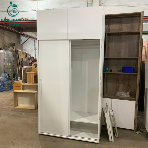 Tủ Quần Áo Cũ 1MX2M2 Cánh Lùa Màu Trắng Có Ngăn Kệ
