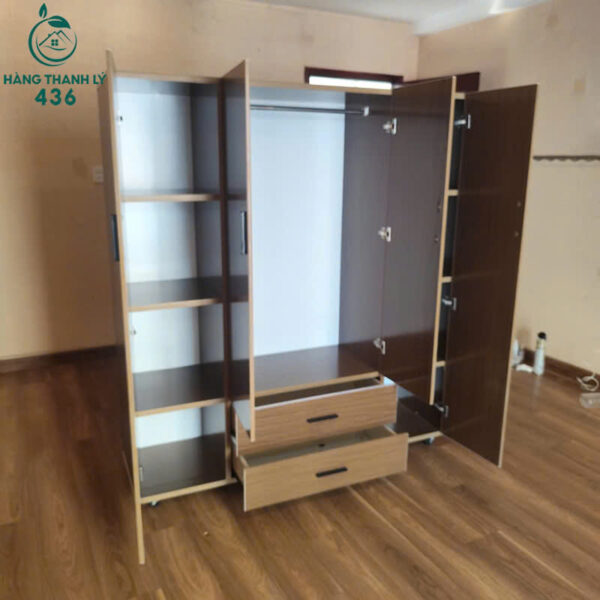 Tủ Quần Áo Nhựa Cũ 1M6X1M8X45CM 4 Cánh Chia Khoang Rộng