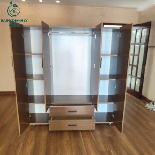 Tủ Quần Áo Nhựa Cũ 1M6X1M8X45CM 4 Cánh Chia Khoang Rộng