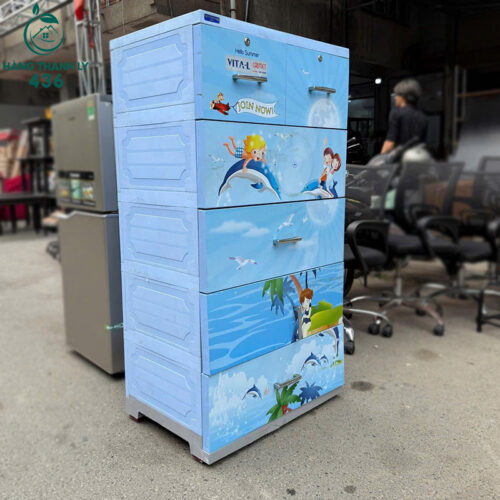 Tủ Quần Áo Nhựa Cũ Màu Xanh Hình Hoạt Hình 2 Tủ Quần Áo Nhựa Cũ Màu Xanh Hình Hoạt Hình