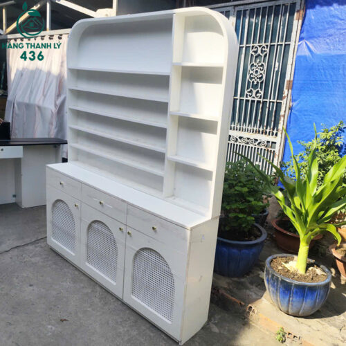 Tủ Trưng Bày Cũ 1M6X30CMX2M Thiết Kế Bo Cong Hiện Đại