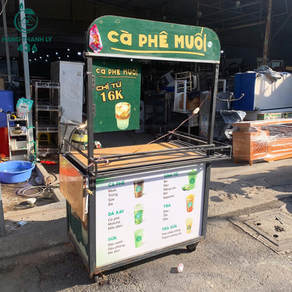 Xe Bán Nước Cũ 1M1X94CMX70CM Gắn Menu Trưng Bày Rõ Ràng