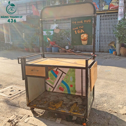 Xe Bán Nước Cũ 1M1X94CMX70CM Gắn Menu Trưng Bày Rõ Ràng