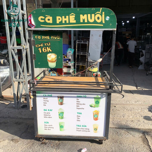 Xe Bán Nước Cũ 1M1X94CMX70CM Gắn Menu Trưng Bày Rõ Ràng