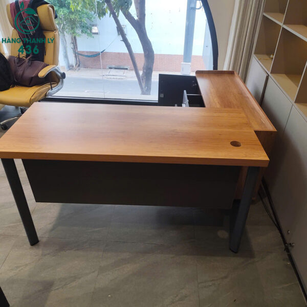 Bàn Làm Việc Cũ 1M4X1M5X75CM Chữ L Kết Hợp Tủ Phụ Tiện Lợi