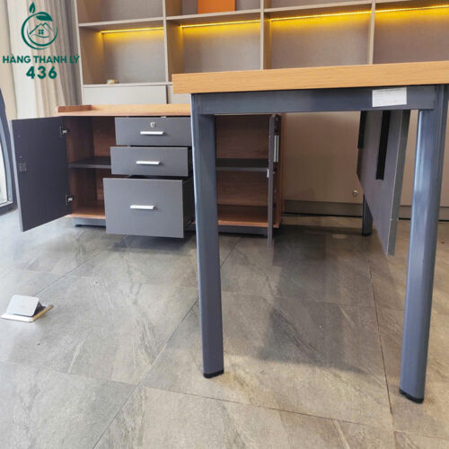 Bàn Làm Việc Cũ 1M4X1M5X75CM Chữ L Kết Hợp Tủ Phụ Tiện Lợi