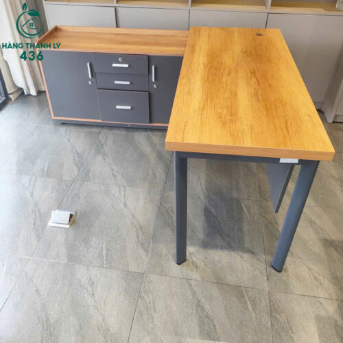 Bàn Làm Việc Cũ 1M4X1M5X75CM Chữ L Kết Hợp Tủ Phụ Tiện Lợi