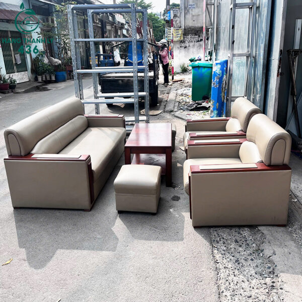 bo sofa tiep khach cu boc da mau kem sang trong 1