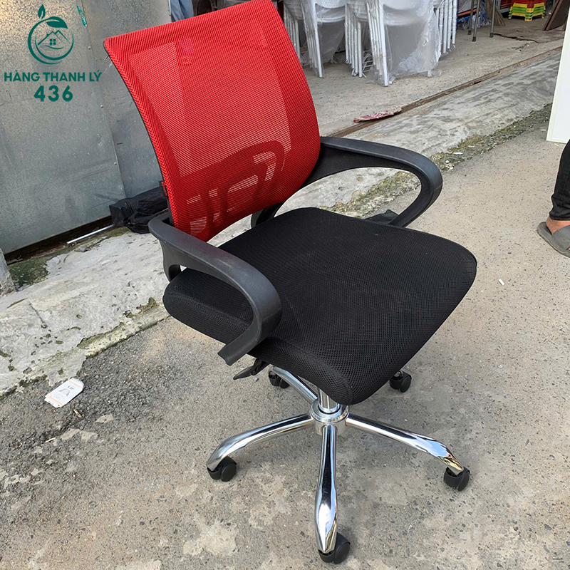 Ghế Văn Phòng Xoay Cũ TP4 Lưng Lưới Đỏ 9 ghe van phong xoay cu tp4 lung luoi do 4